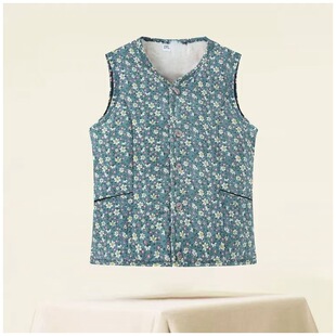 Middle-aged and elderly grandma new floral waistcoat mother autumn and winter wear vest casual fleece-lined warm waistcoat
