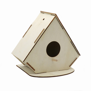 DIY wooden bird's nest children hand-inserted bird room creative graffiti painting wooden bird cage material bag