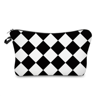 Cross-border New Printed Waterproof Cosmetic Bag High-value Geometric Plaid Travel Storage Bag Portable Toiletry Bag