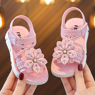 Girls' Sandals 2025 New Summer Princess Style Little Girl Baby Small Medium and Large Children Soft Bottom Open Toe Children's Sandals