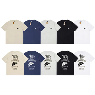 2025Ss Spring and Summer New Trendy Brand Stu Joint Nk Letter Printed Letters for Male and Female Students with the Same Style Short-Sleeved Hair