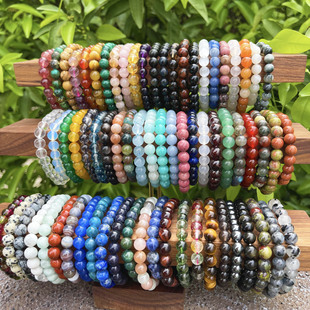Cross-border explosions natural stone single ring bracelet girls fashion jewelry 6-10mm smooth round bead manufacturers wholesale