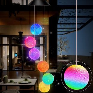 Solar crystal ball rice ball color changing wind chime light outdoor courtyard villa waterproof decorative landscape atmosphere light