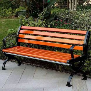 Outdoor Park anti-corrosion wood leisure seat Community Garden plastic wood stool outdoor iron backrest long chair