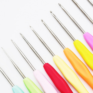 Soft Handle TPR Lace Crochet Aluminum Crochet suit Colorful Iron Crochet Lace Crochet Fine Crochet Factory Outlet