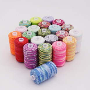 Colorful line polyester clothing line rainbow segment dyeing gradient line hand sewing colorful 402 sewing thread wholesale