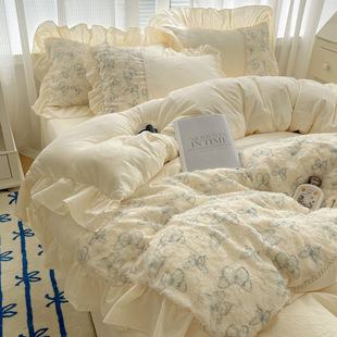 French Princess Wind Bed Four-piece Butterfly Cut Flower Quilt Cover Bed Sheet Beautiful Fairy Bedding Three-piece Bed Set