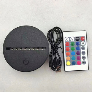 Flat 3D Nightlight Remote Control Base Creative Luminous Ornaments Atmosphere Table Colorful Charging LED Touch Light Bottom