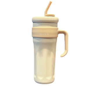 Giant vacuum cup large capacity high-looking water cup for girls New 2023 straw cup office double drinking cup