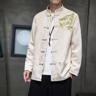 2023 autumn and winter New Chinese style men's deerskin velvet retro Chinese Tang suit Hanfu plus size trendy jacket jacket