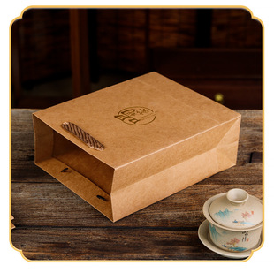Brown Paper Gift Bag, Universal Tea Handbag, Simple Retro Style Pu'er White Tea Loose Tea Packaging Box, Empty Box Bag