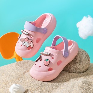 Поколение милых мультяшных туфель Sanrio для девочек с дырочками, детские Нескользящие пляжные тапочки Melody Hello Kitty