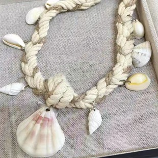 Bohemian Casual Style Shell Pendant Woven Rope Necklace Light Luxury Elegant Fashion Trend Unique Clavicle Chain Trendy