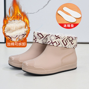 Cross-border hot-selling rain shoes women's short tube outer wear water shoes warm non-slip rain boots waterproof boots rubber shoes overshoes wholesale