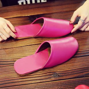 Spring and Autumn Home Leather Slippers Baotou Winter Men's and Women's Couple Summer Beef Bottom Fitting Room Office Four Seasons Slippers