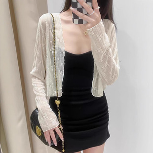 2025 Summer New Outfit Women's Cardigan High-end Summer Lace Short Sunscreen Thin