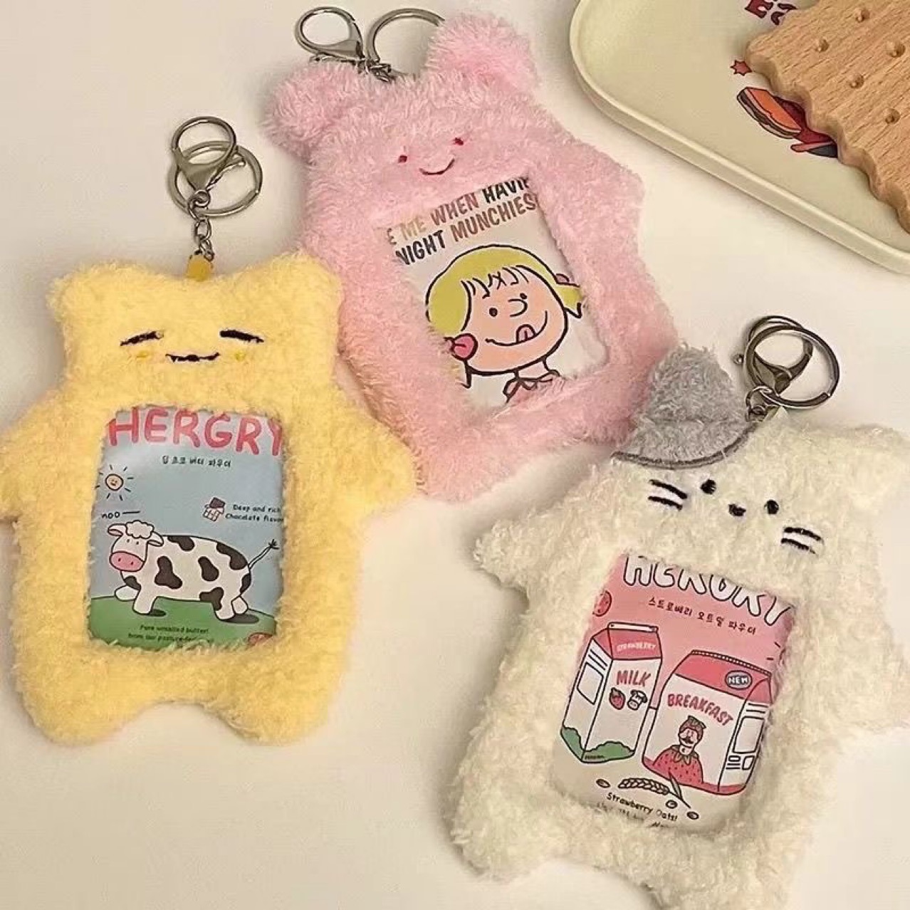 Cute Plush Card Case Campus Card Meal Card Bus Card Protective Case Star-chasing Aidou Photo Small Card Pendant