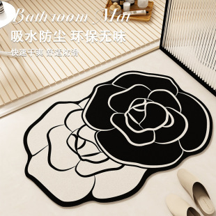 Light Luxury Flower Rose Special-shaped Diatom Mud Mat Household Bathroom Water Absorbent Quick-drying Toilet Door Non-slip Foot Mat