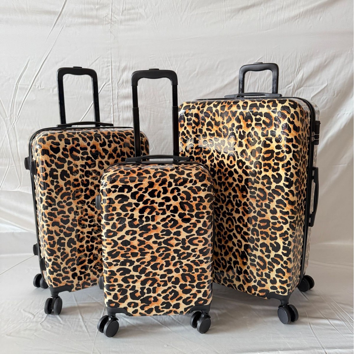 Fashionable Export Leopard Print Suitcase with Universal Wheels, Travel Suitcase Made of Abs+Pc, Patterned Luggage, Carry-On Suitcase
