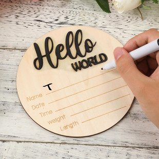 Cross-border new three-dimensional ornaments baby hot-selling pendant newborn baptism wooden round bulletin board
