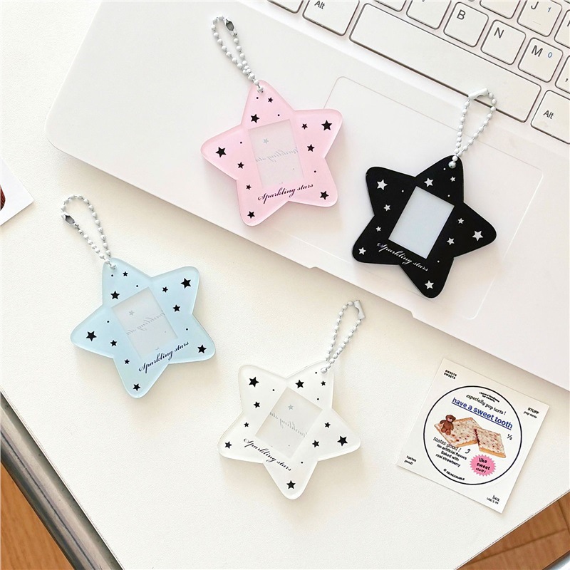 Monvkaka Simple Star Design 1.0inch Id Photo Card Holder Acrylic Fan Card Holder Card Brick Card Film Card Holder