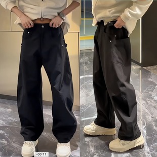 Spring new men's fashion trend three-dimensional cutting large pocket machete casual pants small group lazy style wide leg pants