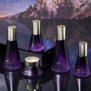 Conical skin care products glass set bottle purple cone 30-100g lotion bottle round dumb gold cap cream bottle