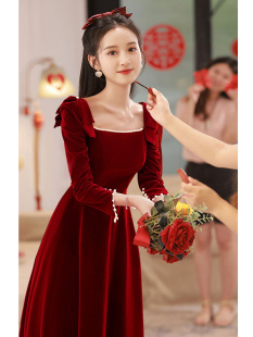 Toast Dress Bride 2025 Spring Spring New Wedding Dress Engagement Door Shannon Slim Velvet dress