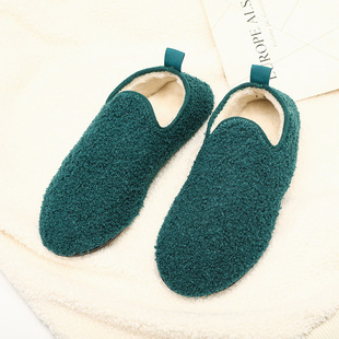 Japanese Style Winter Plain Indoor Cotton Slippers for Home Moon Soft Bottom Men's and Women's Couple's Thickened Plush Slippers