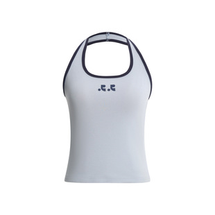 South Korea restandrecreation Letter Printed Backless Neck Vest Women's RR Strap Short Top for Summer