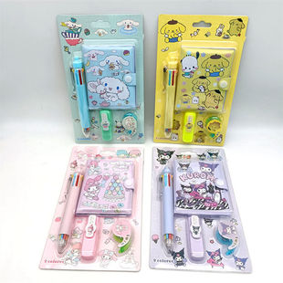 Sanlio Cartoon Stationery suit Cute Student Combination Stationery Notebook Multi-color Pen Highlighter Gift suit