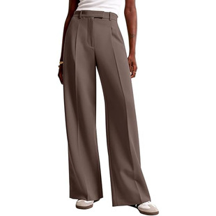 Amazon high waist drape solid color wide leg pants foreign trade Europe and the United States loose casual straight tube women's business suit pants women