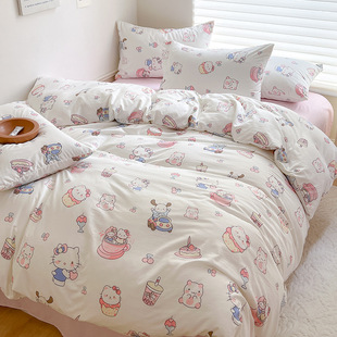 Class A Naked Sleeping Four-piece Set Maternal and Infant Grade iss Pure Cotton Dormitory Three-piece Set Fresh Washed Cotton Quilt Cover Bed Cover Wholesale