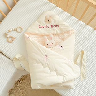 Newborn baby's cotton autumn and winter thickened newborn baby comfort beanie quilted hug scared delivery room swaddling baby