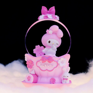 New cute cream miss crystal ball glowing rotating music box exquisite gift wholesale factory direct sales