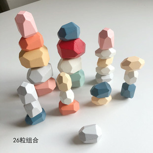 Weiweihu Wooden Color Stacked Stone suit Cross-border Hot-selling Stacked Music Building Blocks Children's Educational Training Educational Toys