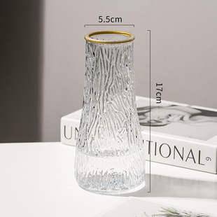 Free Shipping Transparent Conical Bucket Vase Vertical Stripe Ins Rose Flowers Glass Decoration Hydrating Simple Creative Bottle
