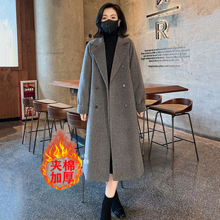 High-end Woolen Coat Women's Western Style 2024 Autumn and Winter New Fashionable Korean Loose Mid-length Thickened Woolen Coat Trendy