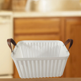 9105 Large Storage Basket Storage Basket Plastic PU Satchel Basket with Wheels