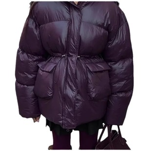 Real shot -2024 winter cross-border AliExpress explosions temperament dark red zipper cotton-padded jacket warm coat with hat