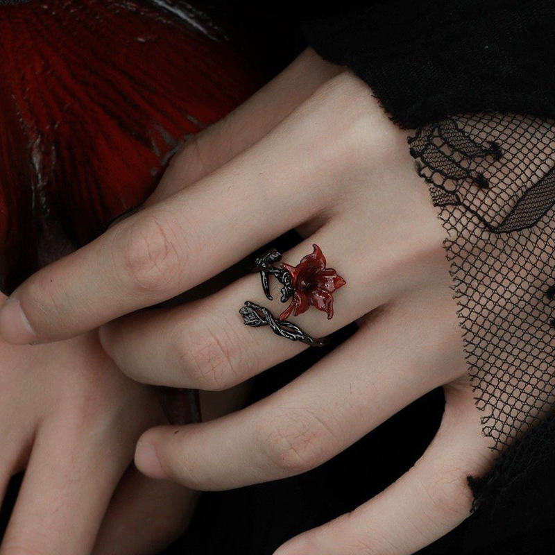 Mandala Ring Bracelet Design High-level Cross-border Halloween Dark Sweet Cool Spice Girl Wind Opening Bracelet Ring