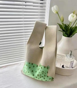 New Knitted Women's Handbag New Tote Bag Nordic Style Back Word All-match Work Lunch Bag Women's Hand Shoulder Bag