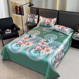 [Factory Wholesale] New product bed sheet twill ice silk mat three-piece set machine washable folding non-deformation mat soft