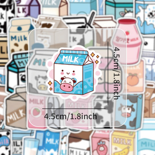 50 cartoon milk stickers cross-border hot cute MILK small expression children's cup stickers small fresh drink