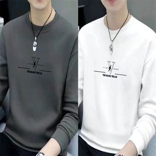 Two Pack] Men's Trendy Sweater Spring Autumn and Winter Printed Handsome All-match Crewneck Long Sleeve Pullover
