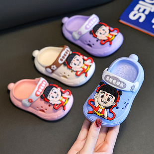 Nezha Slippers Kidsren's Clogs Summer New Soft-Soled Non-Slip Sandals Boys Boys Outer Wear Baby Beach Shoes