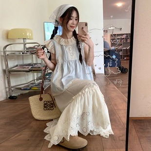 Sweet Lace Small Flying Sleeve Shirt Women's Spring Design Sense Age-reducing Loose Doll Shirt Chic Beautiful Top