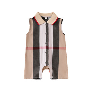 Baby jumpsuit summer cotton thin 0-24 months sleeveless open crotch kayak newborn clothes baby summer clothes