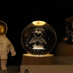 Creative Luminous Astronaut Crystal Ball Ornaments 3d Inner Carving Starry Sky Girl Desktop Nightlight Gift Birthday Gift