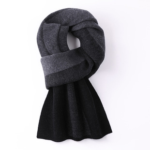 A generation of high-grade pure wool scarf men's winter high-grade solid color thick warm knitted wool scarf